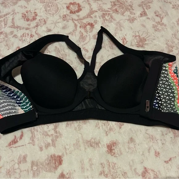 Multicolor zip front racerback sports bra 32C - Picture 4 of 4